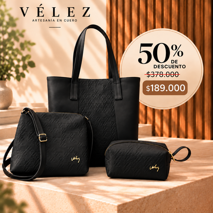 Trio Bolso Billeteras Vélez de Cuero - Últimas Unidades Con 50% De Descuento🔥