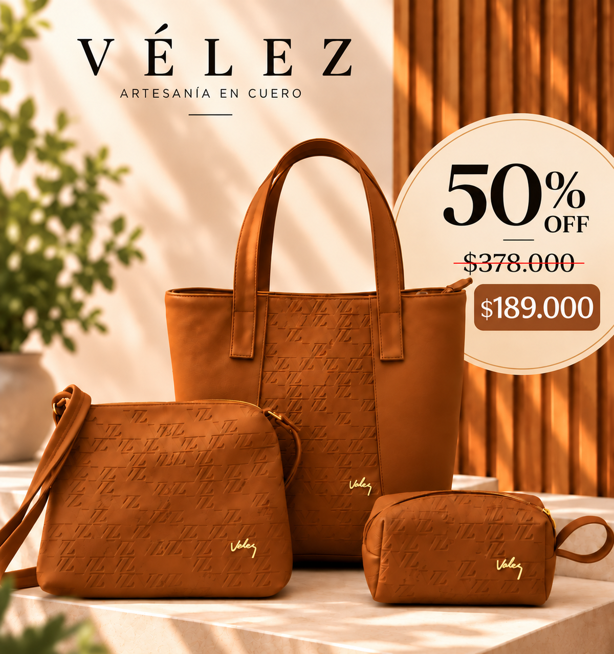 Trio Bolso Billeteras Vélez de Cuero - Últimas Unidades Con 50% De Descuento🔥